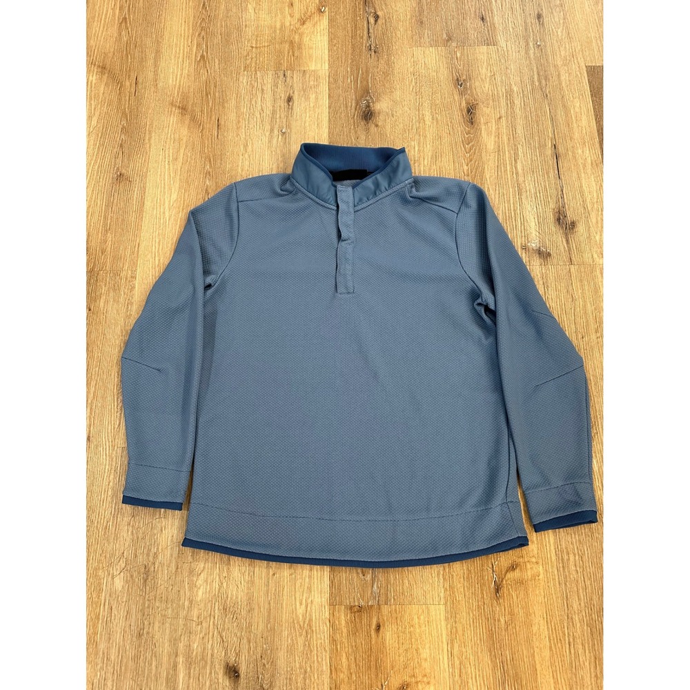 Under Armour Mens XL ColdGear Golf Pullover Blue Textured Snap Mock Neck Loose